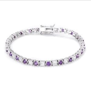 Alternating Amethyst and Clear Tennis Bracelet